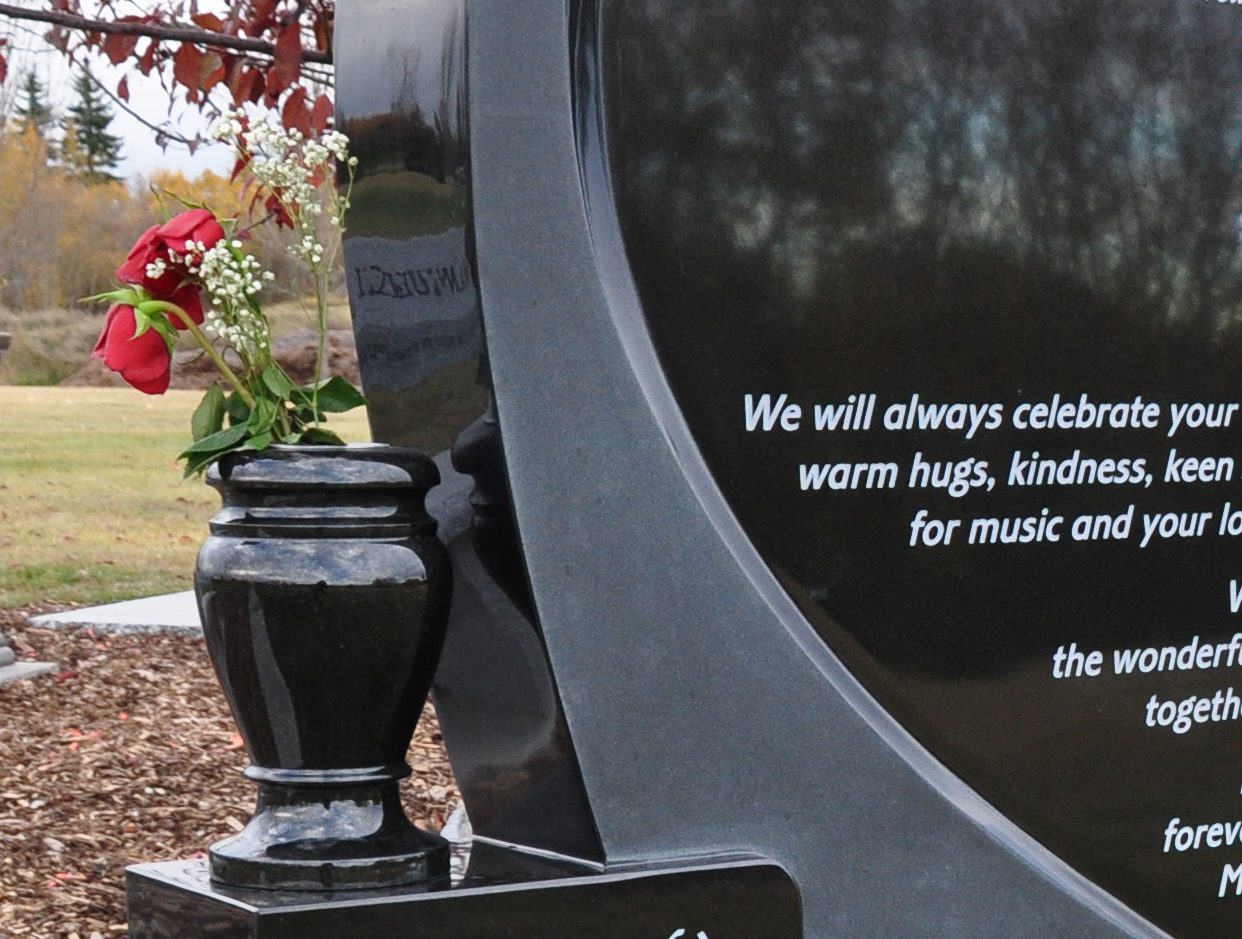 black polished granite headstones