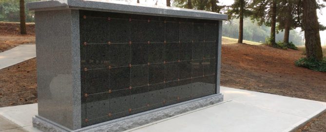 rectangular columbarium with rock pitched base and polished pitched roof