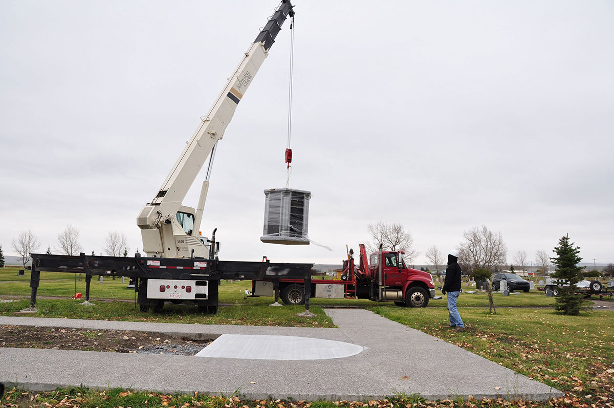 Columbarium Installation with Crane