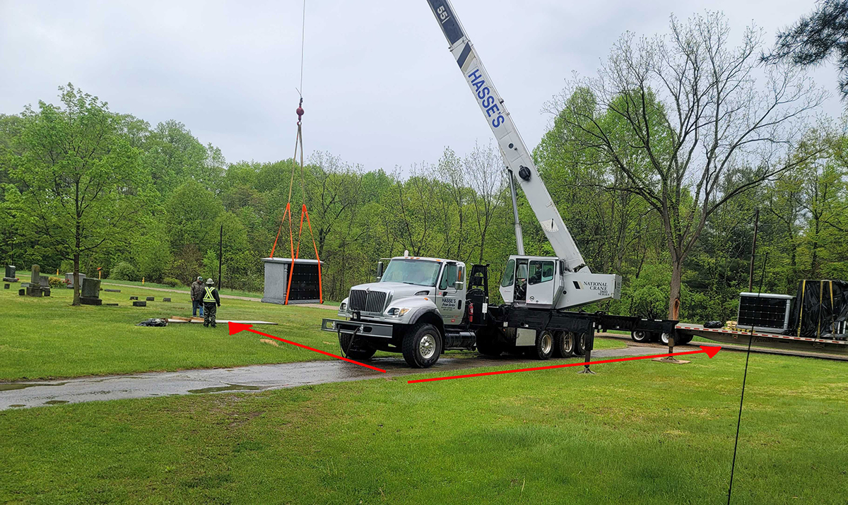 Columbarium Crane Placement in Installation