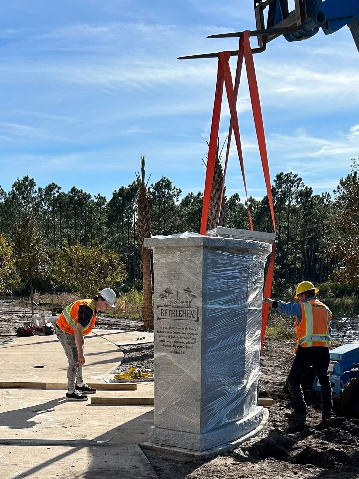 Columbarium Telehandler Installation